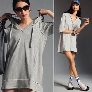 Daily Practice Anthropologie Sport Hoodie Mini Dress Heather Grey Size Small
